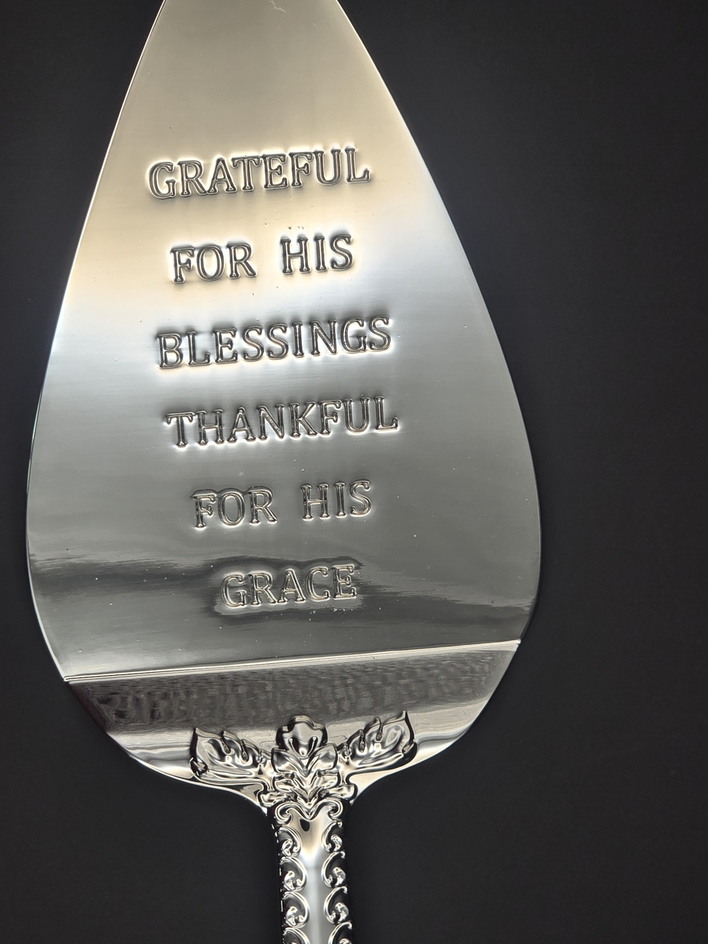 Mary & Martha Grace & Gratitude Silver Pie Cake Dessert Server Thanksgiving